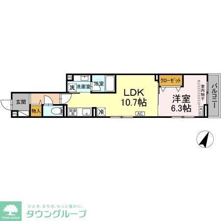D-NEUK(1LDK/2階)の間取り写真