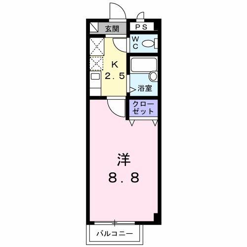 リュエル・サンセール(1K/2階)の間取り写真
