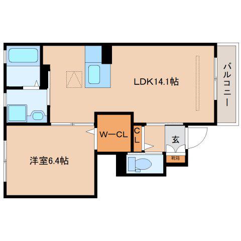 リラフォート(1LDK/1階)の間取り写真