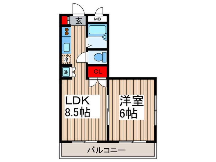 ニューオーヌキビル(1LDK/3階)の間取り写真
