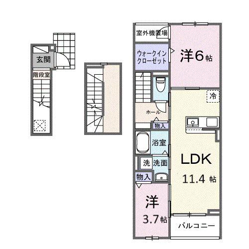 グラン イリーデ(2LDK/3階)の間取り写真