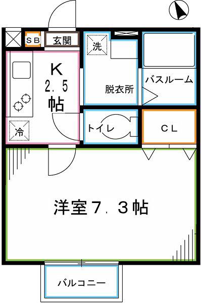 ドゥーピエース(1K/1階)の間取り写真