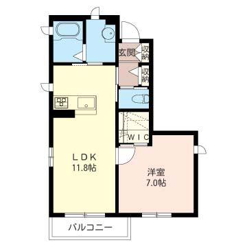 リッシュ A棟(1LDK/1階)の間取り写真