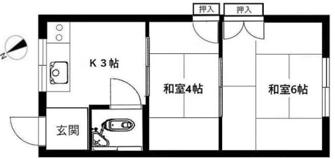 恭和荘(2K/2階)の間取り写真