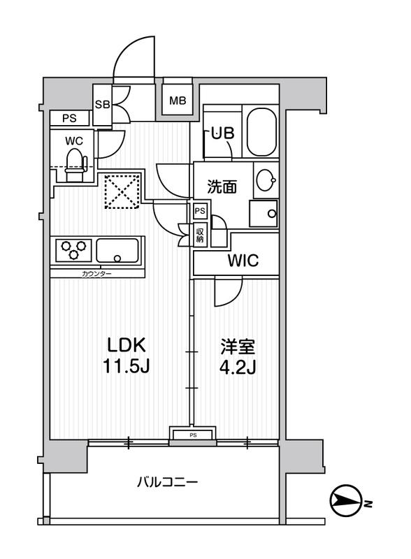 ジェノヴィア三ノ輪IIスカイガーデン(1LDK/9階)の間取り写真