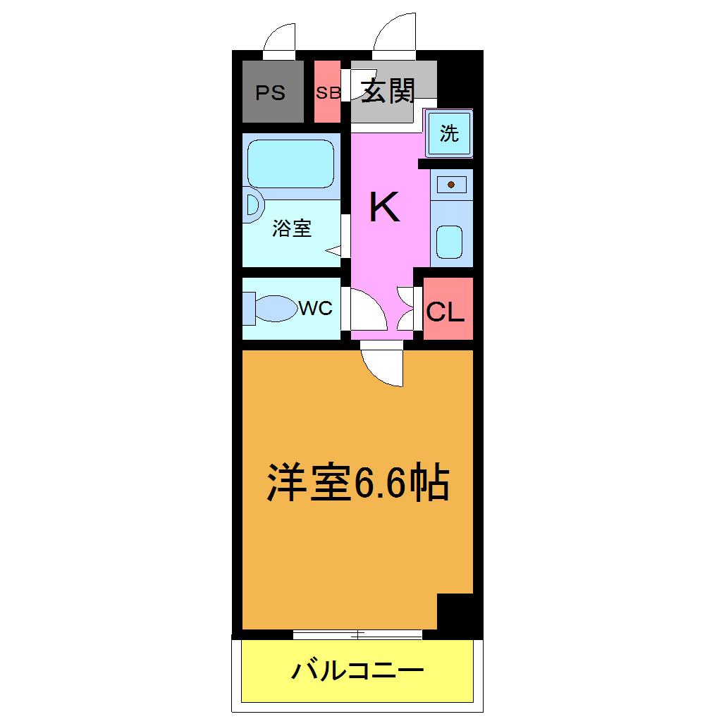 アセンズシティ2(1K/6階)の間取り写真