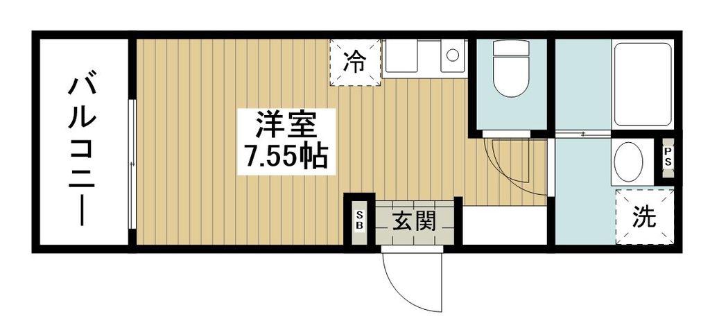 フルセイル橋本15(1K/1階)の間取り写真