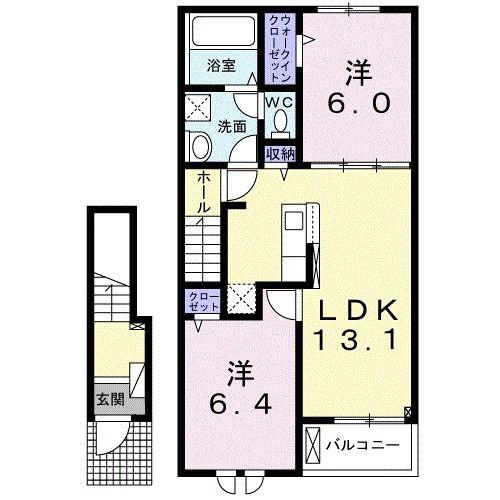 アンベリール(2LDK/2階)の間取り写真