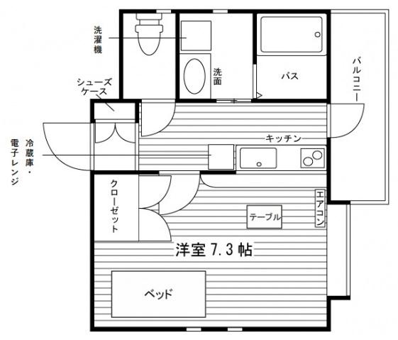 PIACE代々木上原(1K/3階)の間取り写真