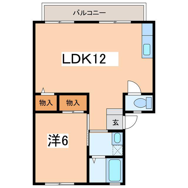 サンビレッジ松田B(1LDK/2階)の間取り写真