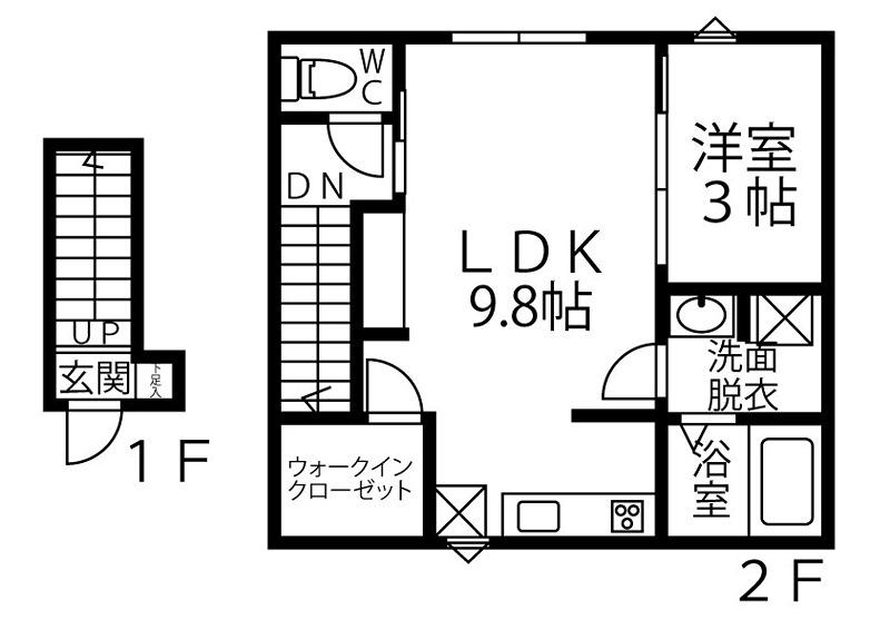 ロイヤルスターデン聖(1SLDK/2階)の間取り写真