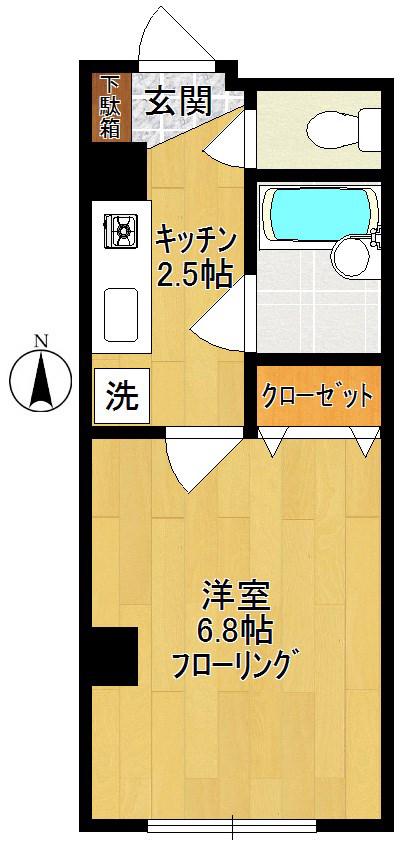 ハウスSNT(1K/1階)の間取り写真
