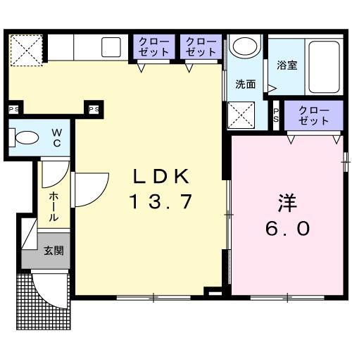 クリサンセマムIII(1LDK/1階)の間取り写真
