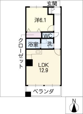 ファインビュー印場元町(1LDK/3階)の間取り写真