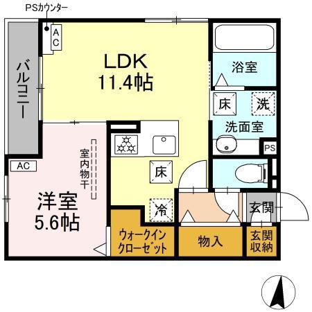 D-HILLS西浅田(1LDK/1階)の間取り写真