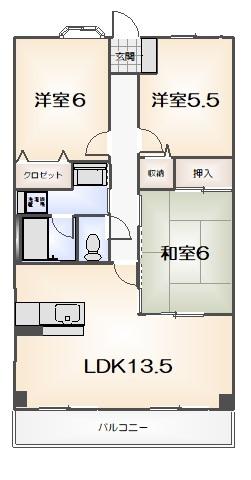 湊マンション(3LDK/2階)の間取り写真