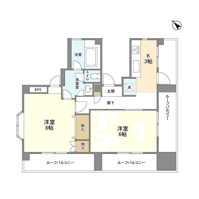 番町グロリアビル(2K/6階)の間取り写真