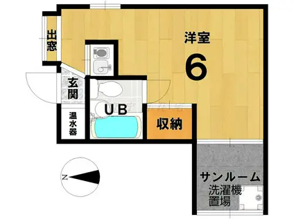 京都三条中心地 石畳路地のデザインマンション(1K/2階)の間取り写真