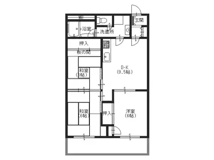 グランハイツ西ノ京(3DK/3階)の間取り写真