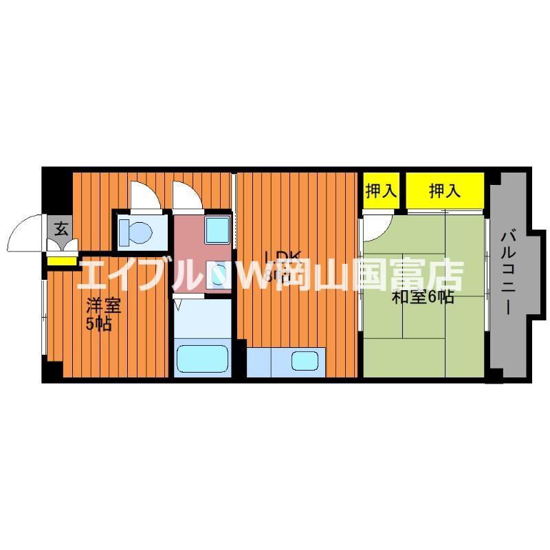赤田ハイツ(2LDK/3階)の間取り写真