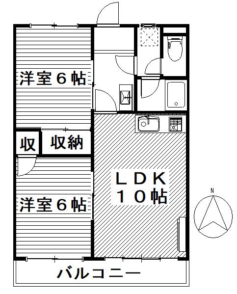 ユーハイツ(2LDK/2階)の間取り写真