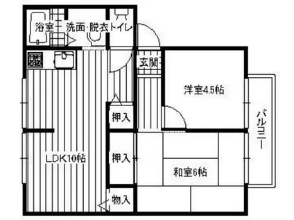 スイートパル山北A棟(2LDK/1階)の間取り写真