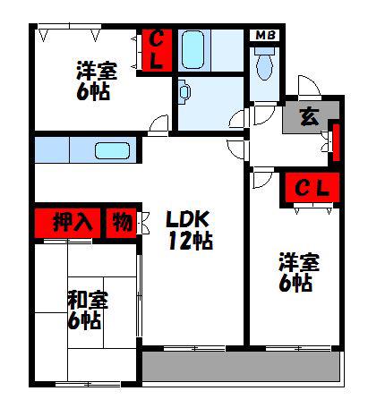 レジオン(3LDK/1階)の間取り写真