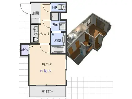 デザイナーズマンションFREESTYLE(1K/1階)の間取り写真