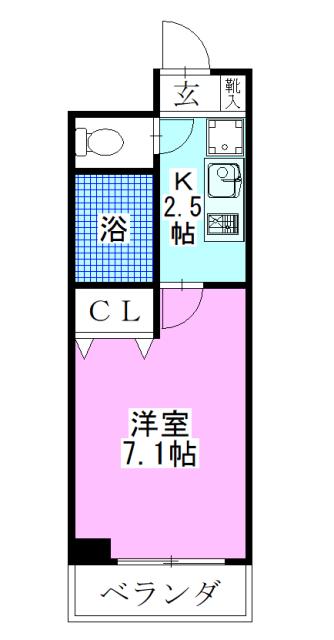 レジディア南行徳(1K/1階)の間取り写真