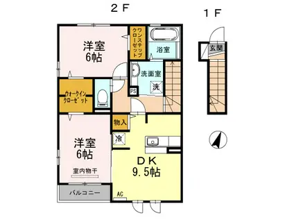 フォレストパーク道珍 I(2DK/2階)の間取り写真