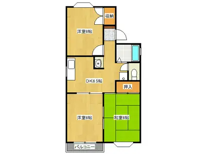 ミサワアイタウンB棟(3DK/2階)の間取り写真