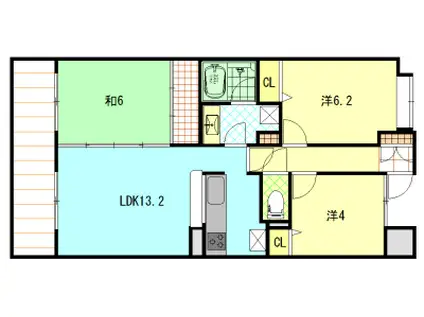 ガーデンスクエア泉(3LDK/3階)の間取り写真