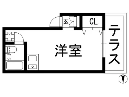 シャトレー箕面2ND(ワンルーム/1階)の間取り写真