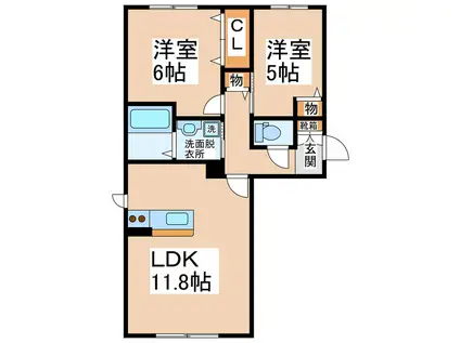 パークサイドヴィラ(2LDK/1階)の間取り写真
