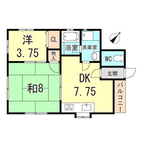木村ハイツ(2DK/1階)の間取り写真