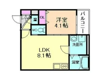 ローズガーデン矢田(1LDK/2階)の間取り写真