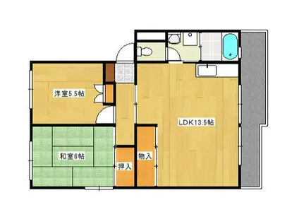 第二ビューハイツ(2LDK/3階)の間取り写真