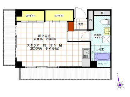 神宮村マンション(ワンルーム/2階)の間取り写真