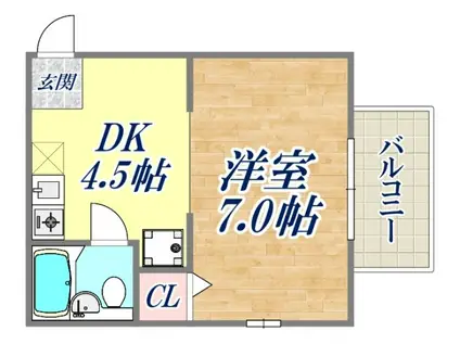 モンテ老松(1DK/2階)の間取り写真