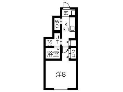 FIORE桜町 B棟(1K/1階)の間取り写真