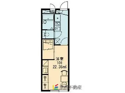 レオパレス福美荘(1K/1階)の間取り写真