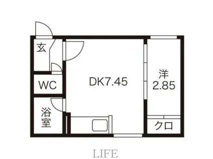 ローヤルハイツ菊水(1DK/1階)の間取り写真