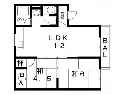 松村ハイツ(2LDK/1階)の間取り写真