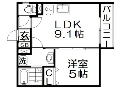 クリエオーレ長尾元町(1LDK/3階)の間取り写真