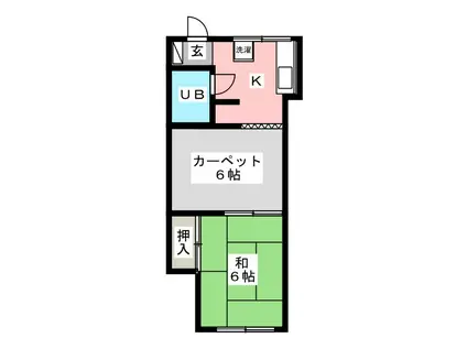 ハイツ山本(2DK/4階)の間取り写真