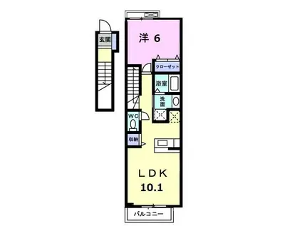 アームズ横山Ⅱ(1LDK/2階)の間取り写真