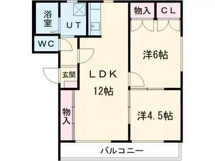ロイヤルパレスFUKI(2LDK/1階)の間取り写真