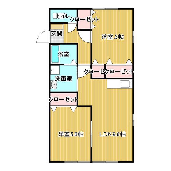 パークハイム直江(2LDK/2階)の間取り写真