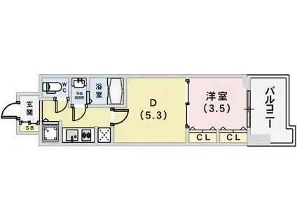LAV神戸三宮(2K/5階)の間取り写真
