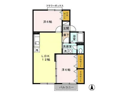 ファミールハイツ(2LDK/2階)の間取り写真